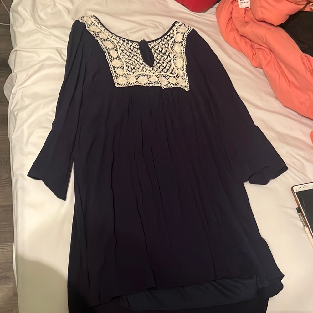 Casual blue long sleeve dress